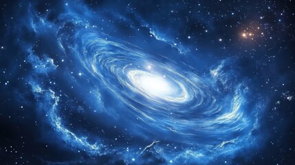 A Stunning Blue Spiral Galaxy In Deep Space