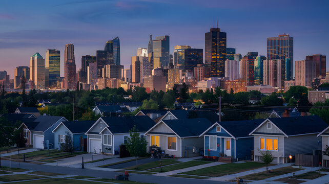 Darkened homes contrasting lit buildings in urban landscape, symbolizing disparity and the contrast between light and darkness in modern society.
Darkened homes contrasting lit buildings in urban land
