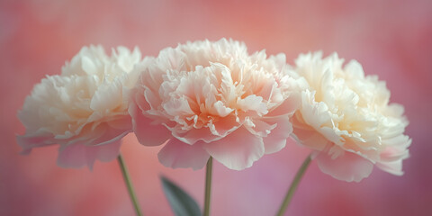 Bouquet of white peonies on pink background, flowers, floral, bloom, blossom, blooming, petals, nature, spring, summer, garden.