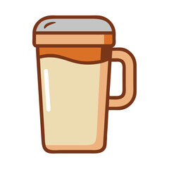 Hot coffee in a tall insulated mug