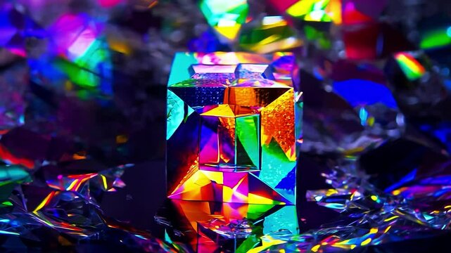 A colorful cube sitting on top of a table