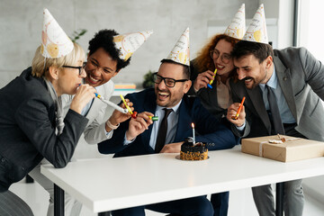 Team collage celebrate partner's birthday