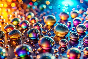 Sparkling Water Drops on Glass: Macro Bokeh Photography