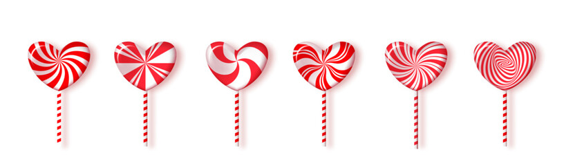 Red and white lollipops set