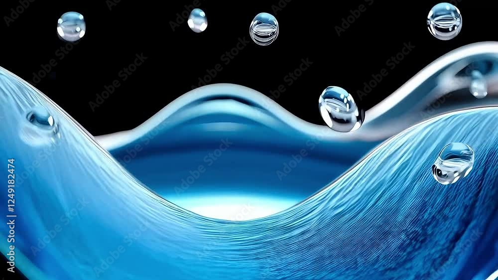 Poster a wave of water with many small bubbles. the bubbles are in different sizes and are scattered throug
