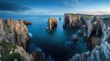Rugged cliffs meet the sparkling blue waters along Costa Brava's coastline, showcasing Girona's breathtaking natural beauty.