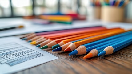 Vibrant paint palette with brushes and drawings amidst cheerful children's activities