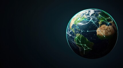 Fototapeta premium Earth with Digital Network Connections Illuminating the Globe