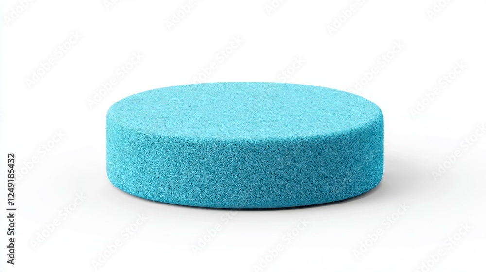 Poster bright blue round foam object isolated on white background for minimalist design and creative projec
