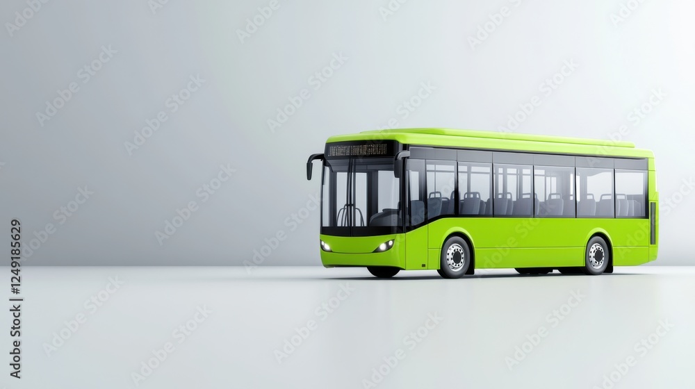 Poster modern green city bus with a minimalistic design and clean lines on a subtle background