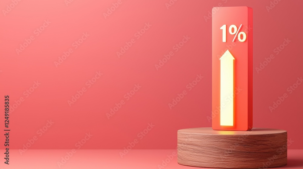 Poster 1 percent growth indicator on display with arrow upward motion