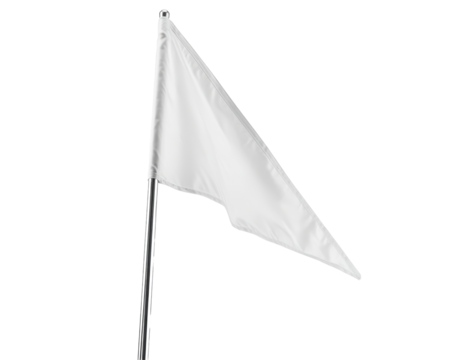 Isolated White Triangle Flag on Metal Pole, Blank Template