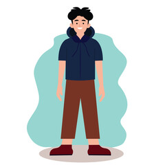 vector of a cool man who was standing wearing a jacket and he was smiling broadly