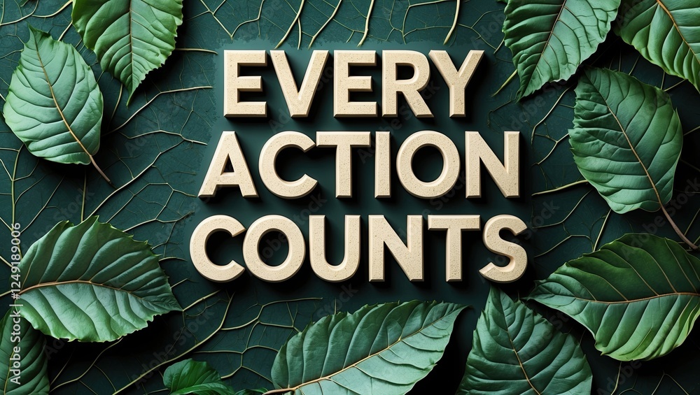 Poster a textured green background adorned with intricate leaves and bold text emphasizing the importance o