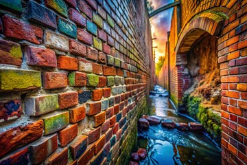Fototapeta premium Surreal Brick Wall Structure: Abstract Architectural Photography