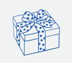Hand-drawn gift box Illustration. Line art, ink, minimalist style. Vector illustration. Party collection.