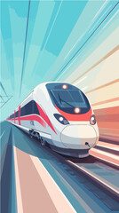 Illustration of a modern high-speed train. Railway travel. Railroad.