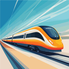 Obraz premium Illustration of a modern high-speed train. Railway travel. Railroad.