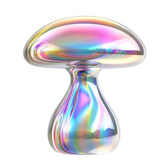Isolated Artistic Iridescent Mushroom with Reflective Surface