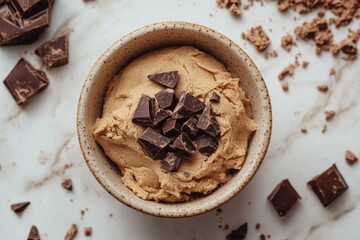 Fototapeta premium Bowl of creamy chocolate mousse with chocolate shavings