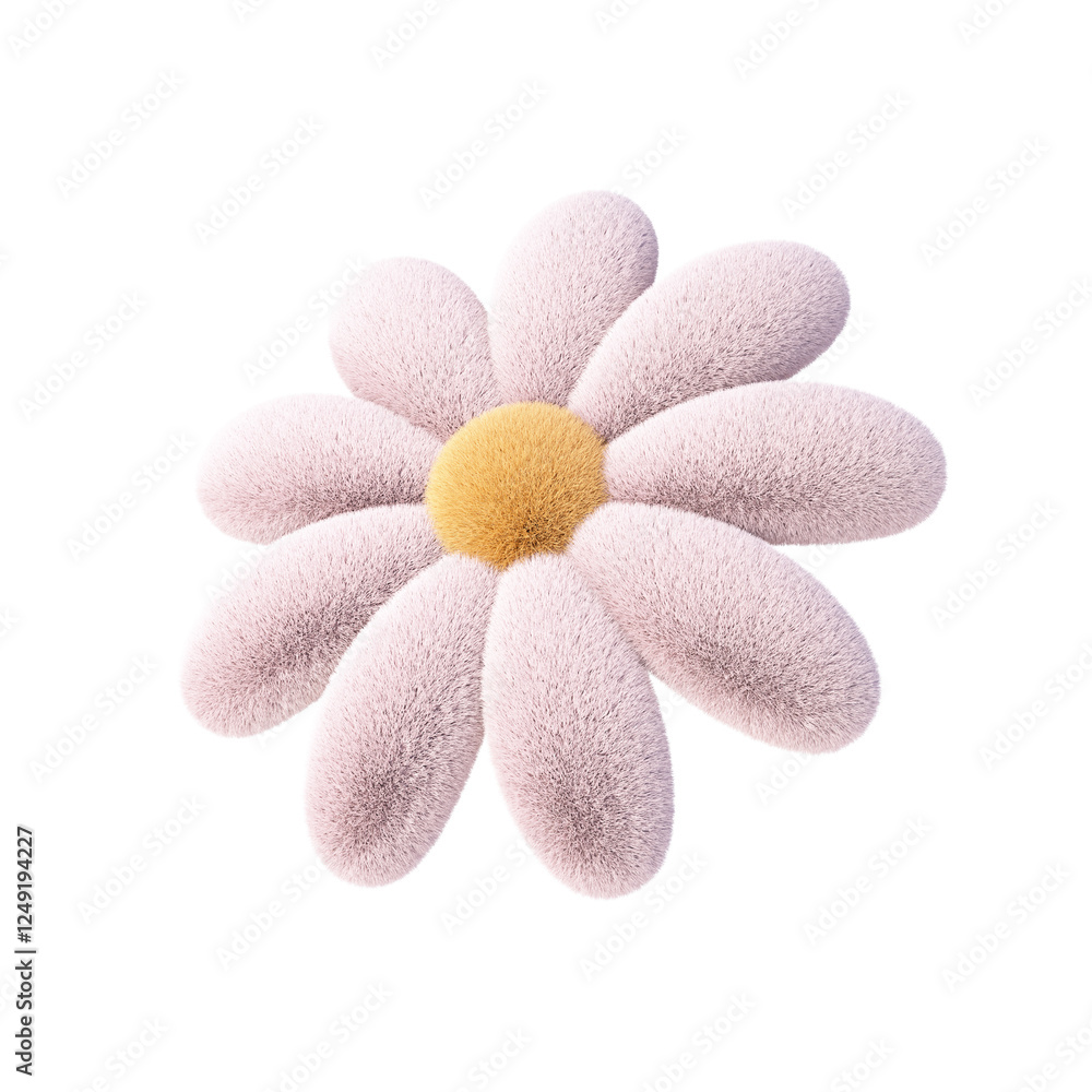 Wall mural plush flower isolated on white background. 3d design element.