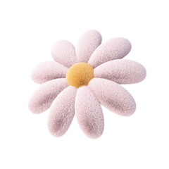 Plush Flower isolated on white background. 3d design element.