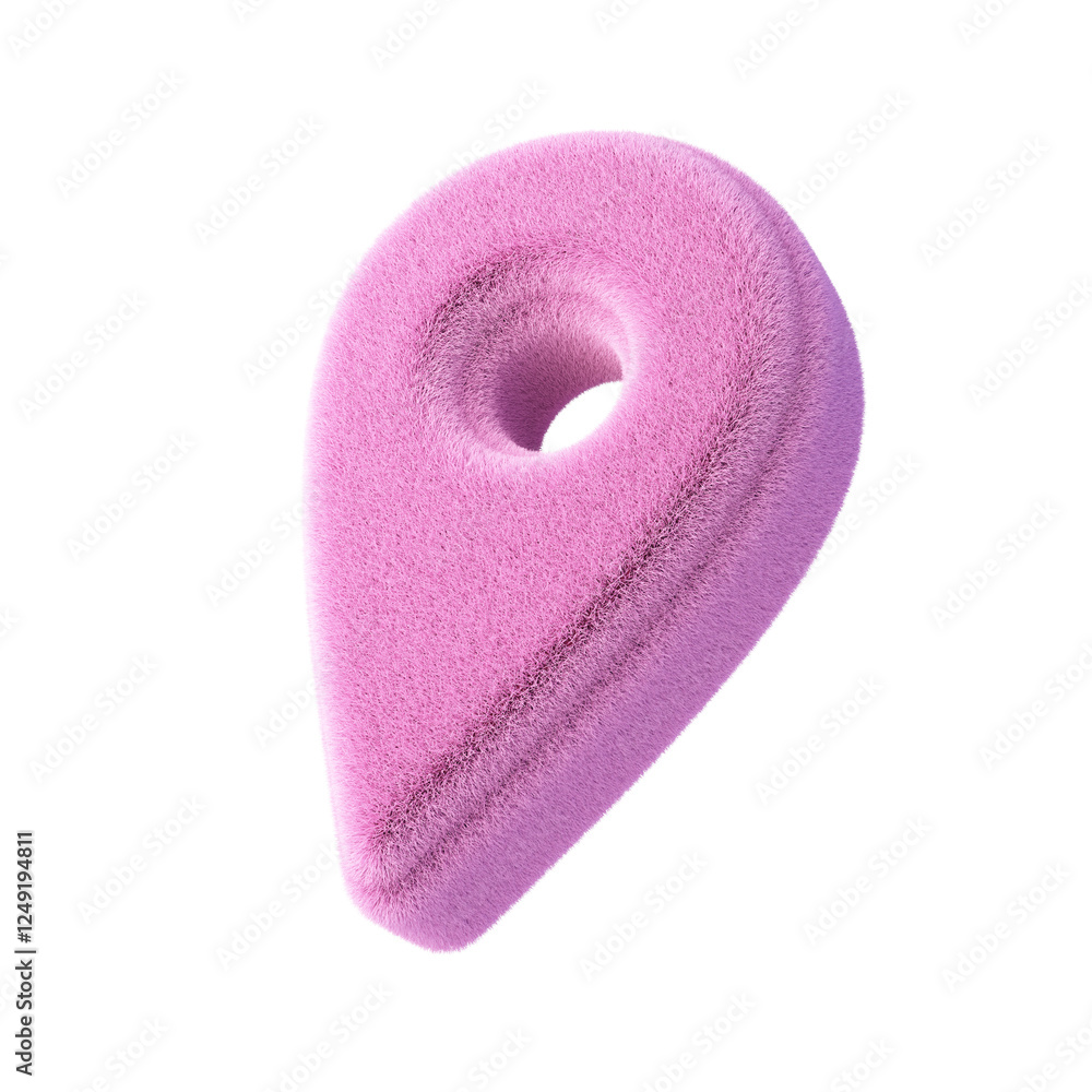 Canvas Prints fluffy gps pin isolated on white background. 3d design element.
