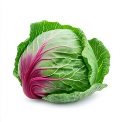 Fototapeta premium Fresh and Vibrant Whole Red Cabbage Isolated on White Background for Healthy Eating and Culinary Use