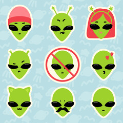 A set of alien stickers