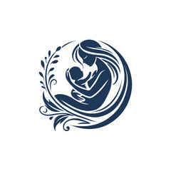 Naklejka premium Mother’s Day Celebration with Newborn and Mother Silhouette Vector