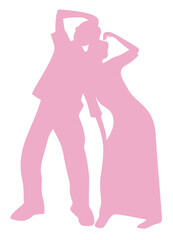 Couple lovers romantic moment silhouette make a love symbol with arms.