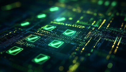 Digital Efficiency Checklist with Glowing Elements in a Professional Setting, Emphasizing Business Technology Background