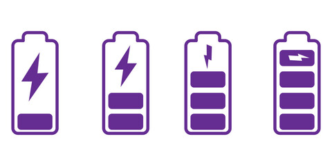 Battery charge many color flat icons. Battery charging, charge indicator. Vector battery power icon powerfully charged. Vector illustration © Top