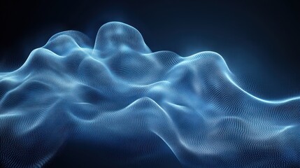 Obraz premium Abstract blue glowing wave particles, digital rendering.