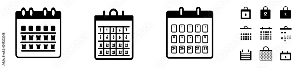 Poster flat icon of a calendar or appointment schedule for use in apps and websites