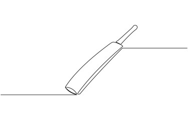 Professional cricket bat continuous single one line drawing, Continuous one line drawing cricket bat, ball, and wicket stumps isolated on white.