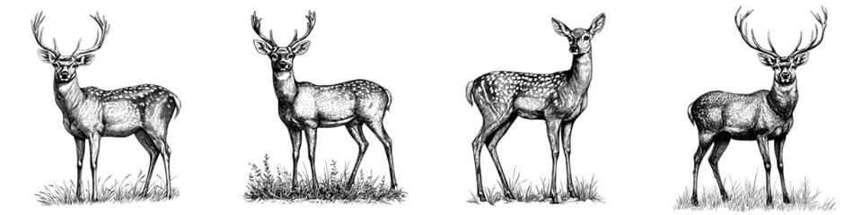 A hand-drawn deer sketch in a doodle style, perfect for hunting themes. Modern illustration design