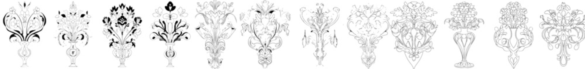 Trendy botanical wall arts showcasing abstract flower posters in retro tone colors. Perfect as modern naive groovy interior decorations and paintings, these art pieces embrace modern art