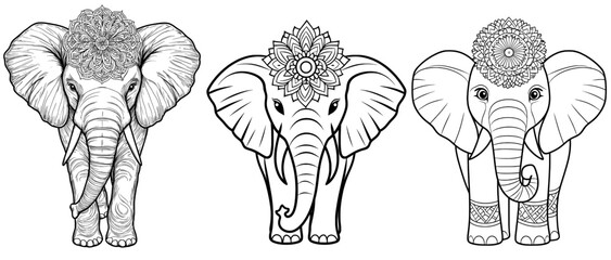 Modern cartoon design of an elephant symbol mandala