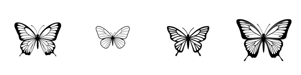 A hand-drawn illustration of a butterfly with symmetrical wings adorned with detailed patterns