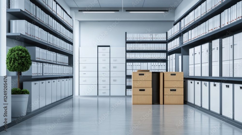 Aufkleber modern office storage space with organized file cabinets and neat documentation for efficient workfl