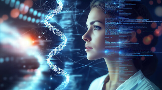 woman and mrna visualization 