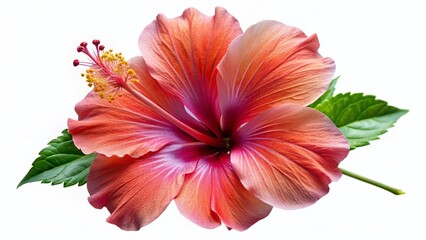 Obraz premium Vibrant Hibiscus Flower PNG: Isolated & White Background Stock Photo