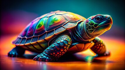 Fototapeta premium Vibrant Minimalist Turtle: Intricate Geometric Shell Design