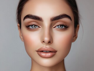 Fototapeta premium Close-up portrait of a beautiful woman with natural makeup.