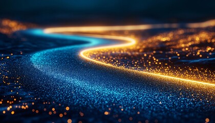 Futuristic glowing pathway symbolizing advancement in business technology and innovation. A visual representation of progress and the future of technology in the business landscape.
