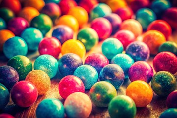 Vintage Colorful Textured Balls - Retro Typography Photography