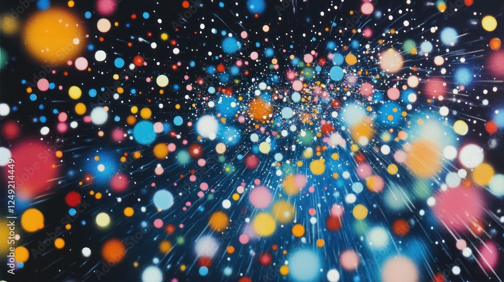 Poster abstract colorful bokeh lights burst background.