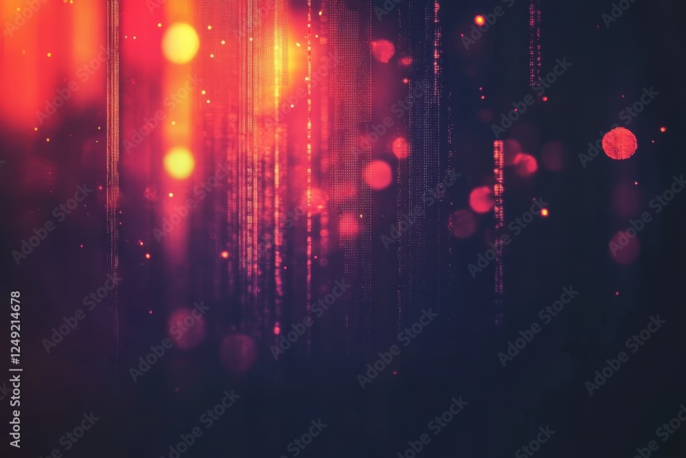 Poster abstract light patterns with glowing bokeh and digital effects