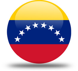 Flag of Venezuela – 3D Circular Icon with Glossy Style (High Resolution PNG)